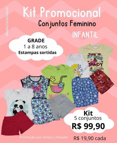 Imagem de  Kit 5 conjuntos feminino por 99,90