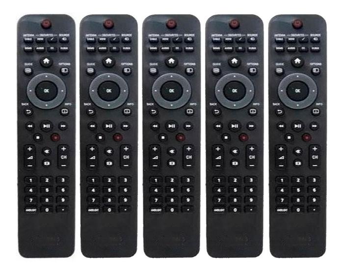 Imagem de Kit 5 Controle Compatível Com Tv Philips 40pfl3805d/78