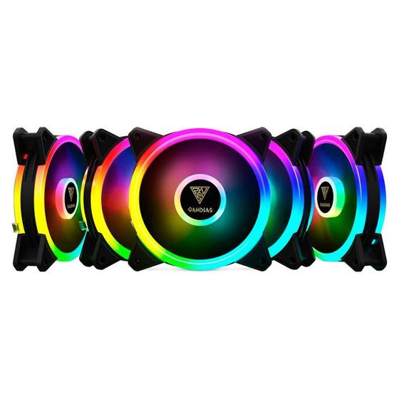 Imagem de  Kit 5 Cooler FAN Gamdias AEOLUS RGB 120mm M2-1205R