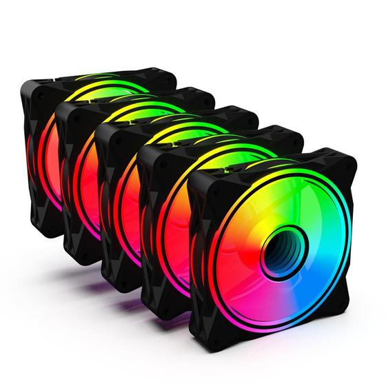 Imagem de Kit 5 Cooler Fan OnePower Radiant X5 A-RGB Com Controladora