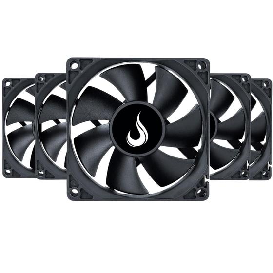 Imagem de Kit 5 Cooler Fan Rise Mode Black 80mm 12v Preto - RM-BK-02-FB