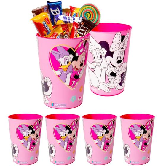 Imagem de Kit 5 Copo Minnie 320ml Rosa p/ Festa Infantil Lembrancinha