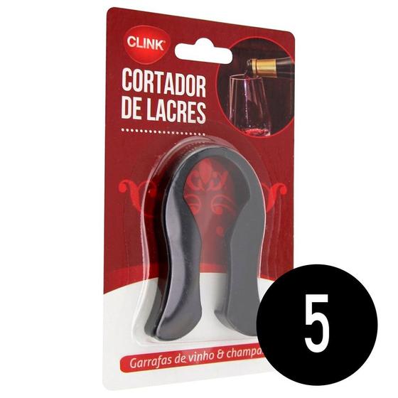 Imagem de Kit 5 Cortador De Lacre Preto Para Garrafa Vinho E Champagne