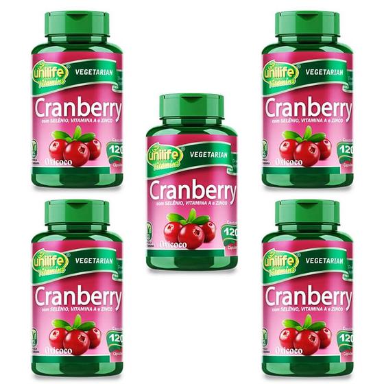 Imagem de KIT 5 CRANBERRY OXICOCO e VITAMINAS - 120 Cáps UNILIFE