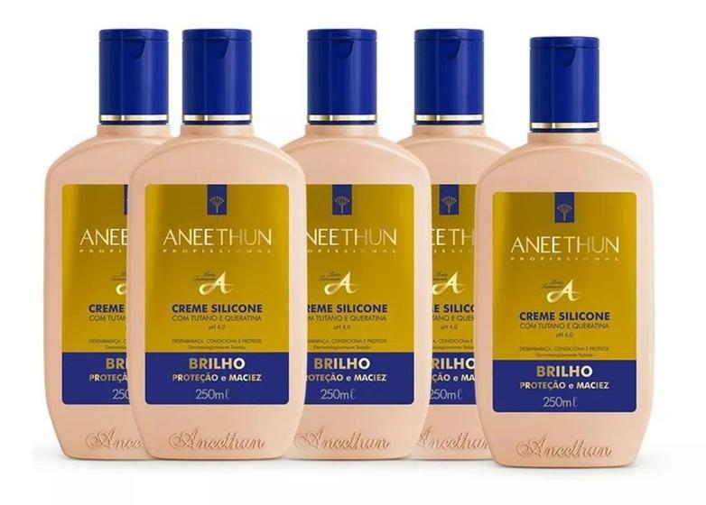 Imagem de Kit 5 Creme De Silicone Com Tutano E Queratina - Aneethun 250 ml