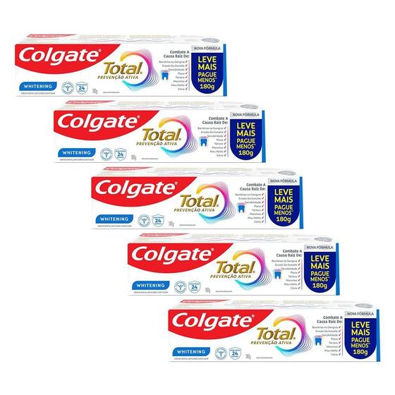 Imagem de Kit 5 Creme Dental Colgate Total 12 Whitening 180g