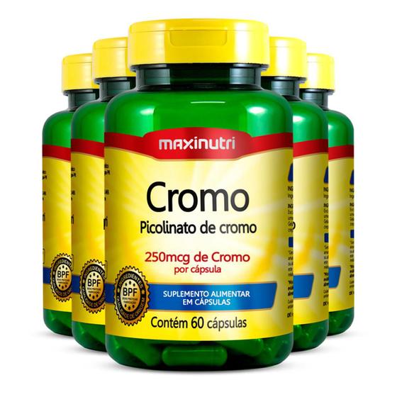 Imagem de Kit 5 Cromo 250mg Maxinutri 60 Cápsulas