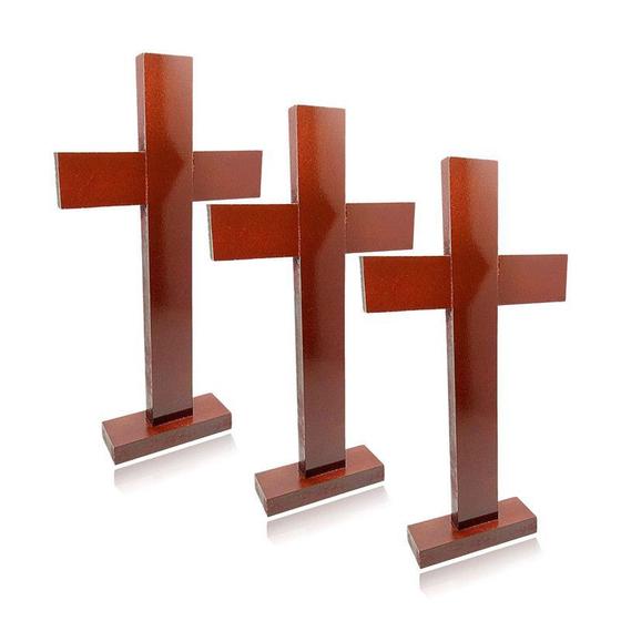 Imagem de Kit 5 Cruz Crucifixo Mesa Madeira Sem Cristo 28,5cm Atacado