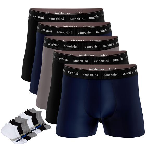Kit 5 Cuecas Boxer Masculinas Adulto Box + 3 Pares Meias Original Menor preço em Kit 5 Cuecas Boxer Masculinas Adulto Box + 3 Pares Meias Original