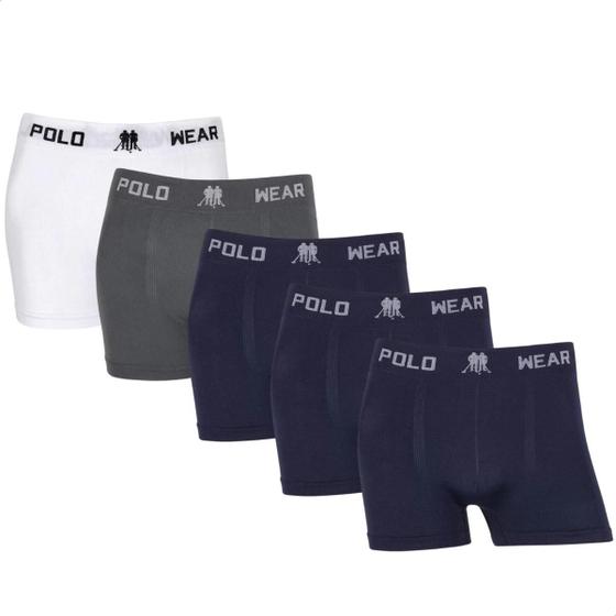 Imagem de Kit 5 Cuecas Boxer Polo Wear Masculino Original Premium Lisa