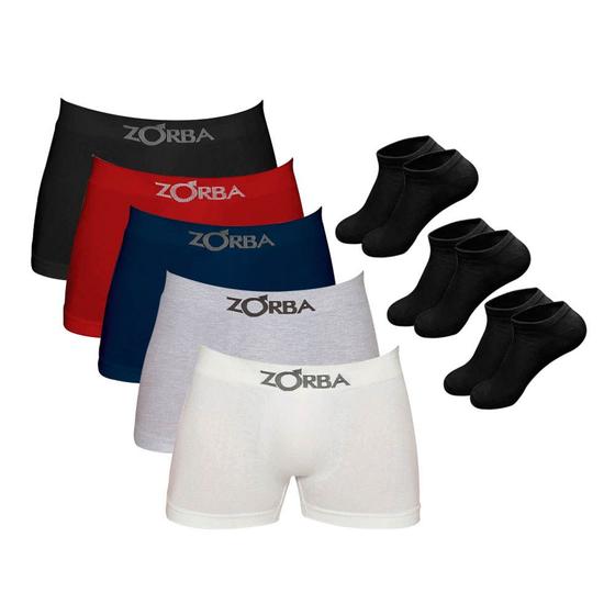 Kit 5 Cuecas Boxer S/ Costura + 3 Pares de Meias M3 Menor preço em Kit 5 Cuecas Boxer S/ Costura + 3 Pares de Meias M3