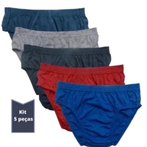 Imagem de kit 5 cuecas slip adulto masculina de algodão