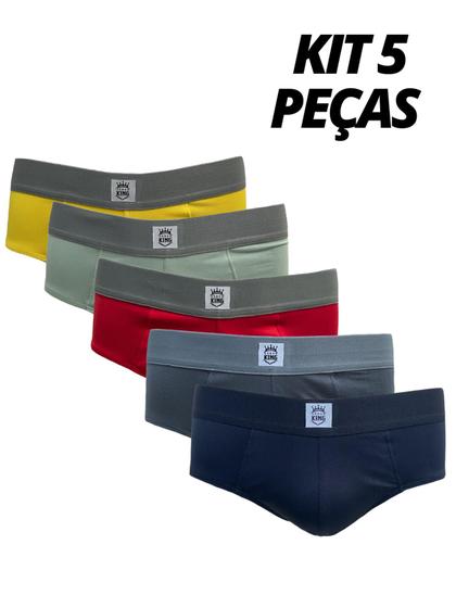 Imagem de Kit 5 Cuecas Slip Lisa Tradicional Masculina Microfibra Conforto