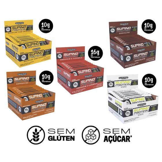 Kit 5 Cxs De Barras Proteína Supino Protein Linha Completa Menor preço em Kit 5 Cxs De Barras Proteína Supino Protein Linha Completa