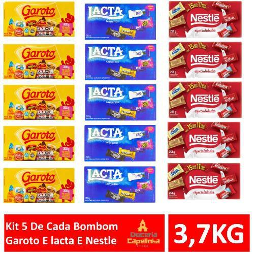 Imagem de Kit 5 De Cada Bombom  Garoto E lacta E Nestle  3,7 KG