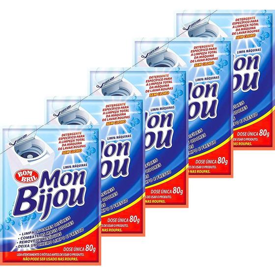 Imagem de Kit 5 Detergente Limpa Maquinas Mon Bijou 80Gr Dose Unica