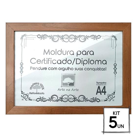 Imagem de Kit 5 Diplomas Premium Madeira A4 com Tela de Acetato e MDF
