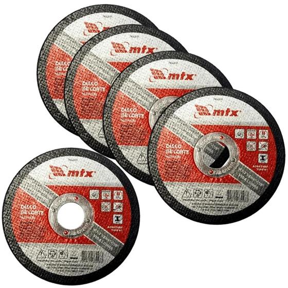 Imagem de Kit 5 Discos de Corte para Metal 115x1,0x22mm 7432655 MTX