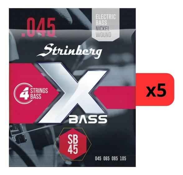 Imagem de Kit 5 Encordoamento Strinberg Para Contra Baixo SB45 - 4 Cordas