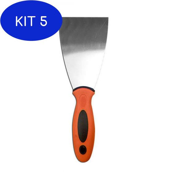 Kit 5 Espátula Aço Inox Multiuso Cabo Emborrachado. Menor preço em Kit 5 Espátula Aço Inox Multiuso Cabo Emborrachado.