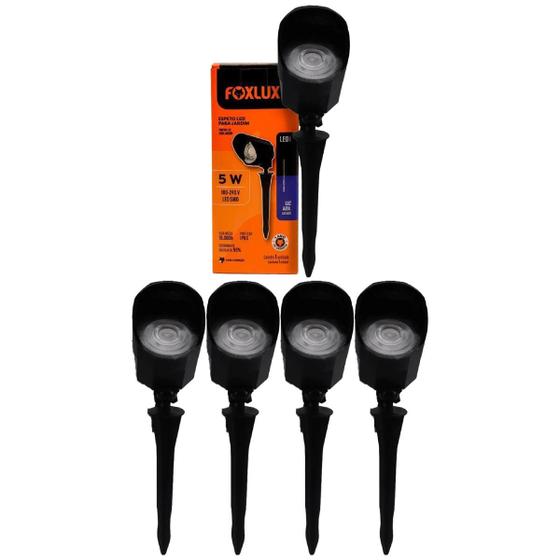 Imagem de Kit 5 Espeto Led para Jardim 5W Azul Bivolt Foxlux