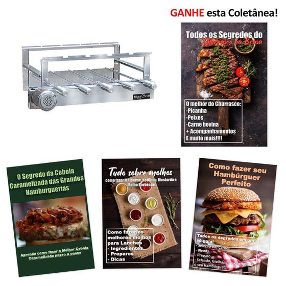 Kit 5 espetos giratórios max grill inox super metalrio Espeto Magazine Luiza
