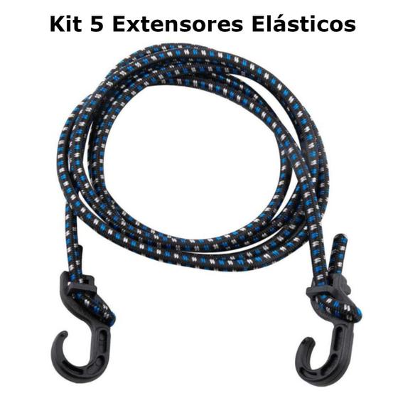 Imagem de Kit 5 Extensor Corda Elástico 1,50 Metros Bagageiro Moto