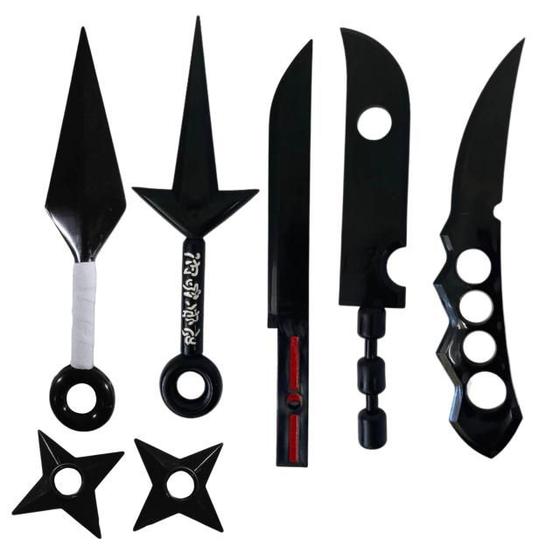 Imagem de Kit 5 Facas de Arremesso Kunai Brinquedo Infantil Ninja Shuriken Borracha Cosplay Geek Nerd Otaku