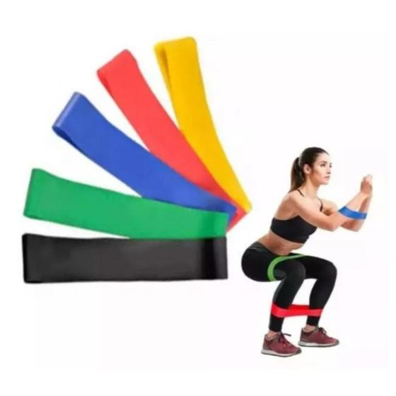 Imagem de Kit 5 Faixas Elásticas Mini Band Treino Em Casa Exercício