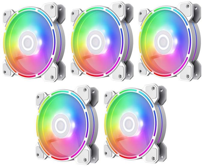 Imagem de Kit 5 Fan Cooler Argb Gmx Fn-12rainbow-d Wt 