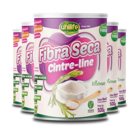 Imagem de Kit 5 Fibra Seca Baunilha Cinture Line Unilife 500g