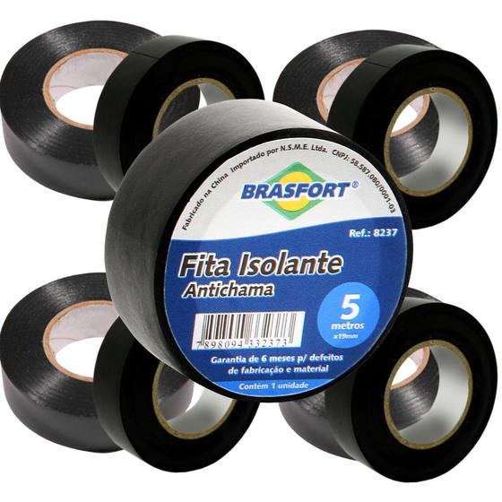 Imagem de Kit/5 Fita Isolante de 5metros Brasfort