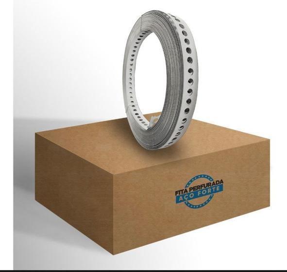 Kit 5 fitas de Aço Perfurada Galvanizada 19 Mmx0,43mmx25m Concertinas