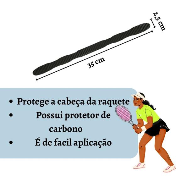 Imagem de Kit 5 Fitas Protetoras Carbono Protetor Cabeça Raquete Beach Tennis