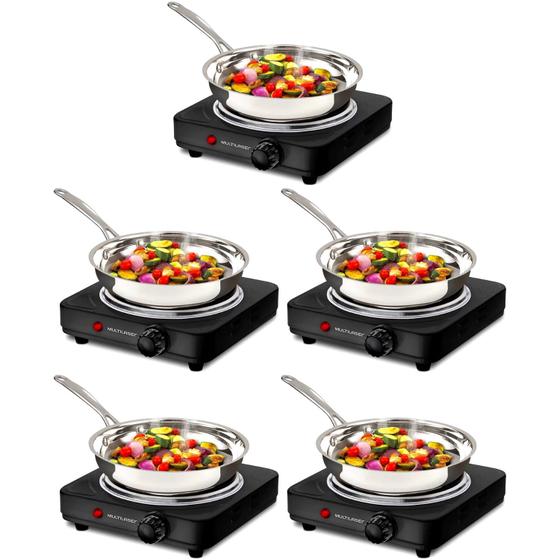 Kit 5 Fogão Cooktop Elétrica Gourmet Easy Cook Preto Portátil Potente 6