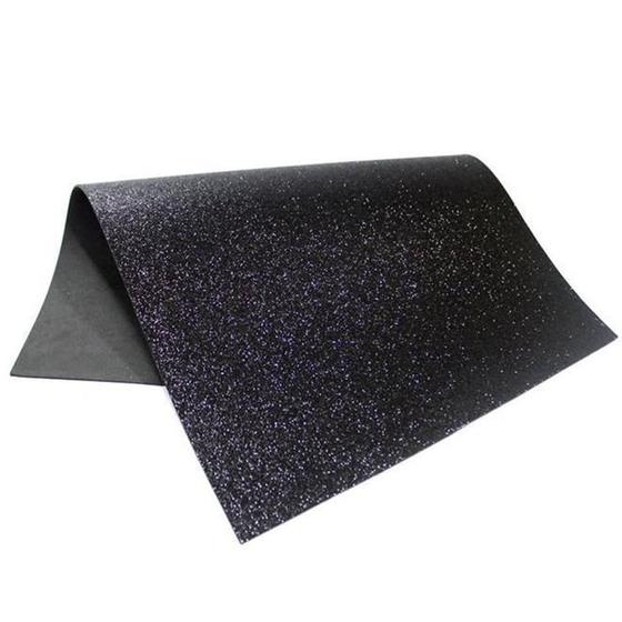 Imagem de Kit 5 Folhas Eva Preto Glitter Textura Homogênea Lavável