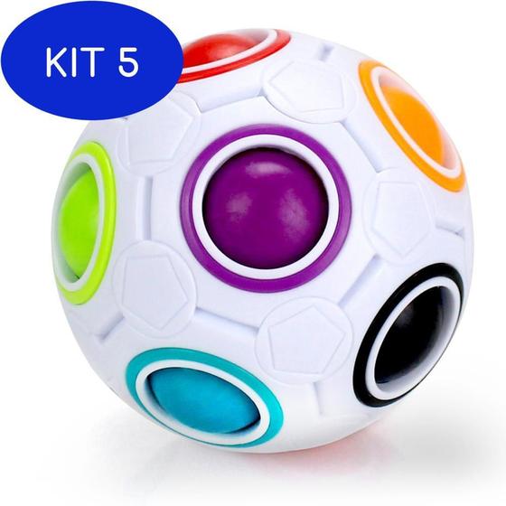 Kit 5 Football Fidget Cube Cubo Mágico Bola Quebra Cabeça Nº 03 Smart