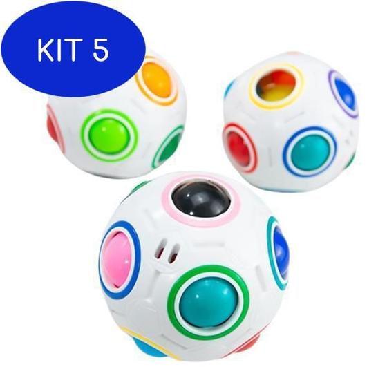 Kit 5 Football Fidget Cube Cubo Mágico Bola Quebra Cabeça Nº 18 Smart