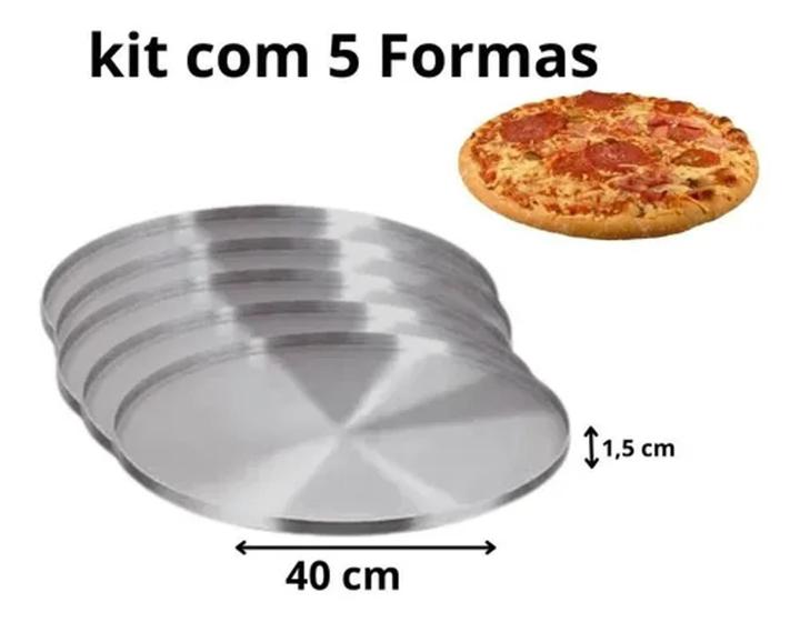 Imagem de Kit 5 Formas De Pizza 40 Cm Alumínio - FORMAS PEREIRA