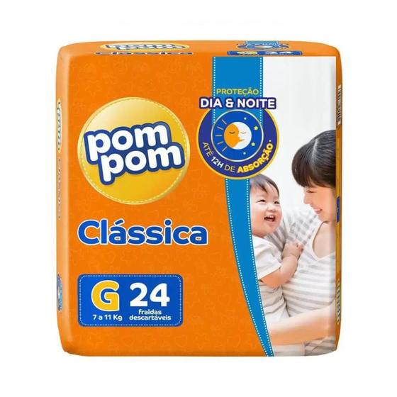 Imagem de KIT 5 FRALDA POMPOM CLASSICA JUMBO G 24 = 120 un