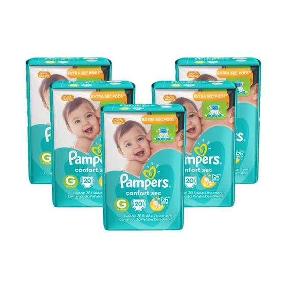 Imagem de KIT 5 FRALDAS PAMPERS CONFORT SEC JUMBO G/20 = 100un