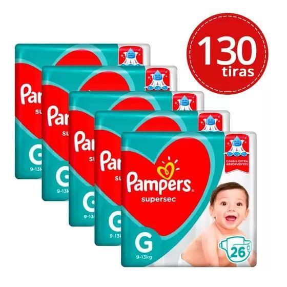 Imagem de KIT 5 FRALDAS PAMPERS SUPERSEC G/26 = 130un