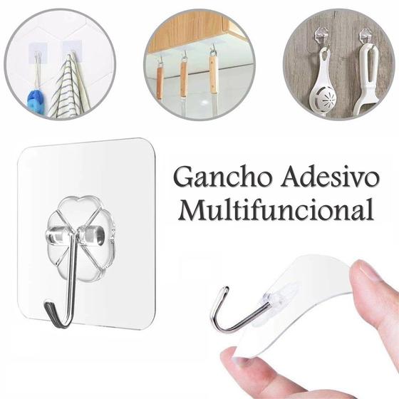 Imagem de Kit 5 Ganchos Adesivos Transparente Super Aderência