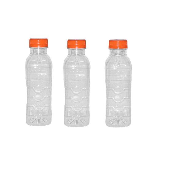 Imagem de Kit 5 Garrafinha Pet 300ml Plástico Transparente Descartável Tampa Com Lacre