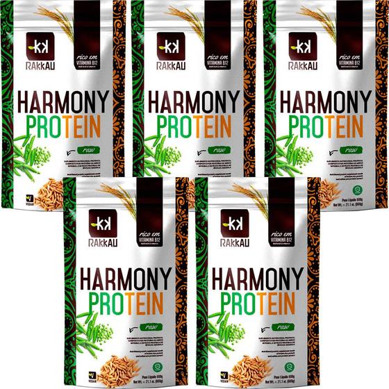 Imagem de Kit 5 Harmony Protein Natural Rakkau 600g Vegano - Proteína