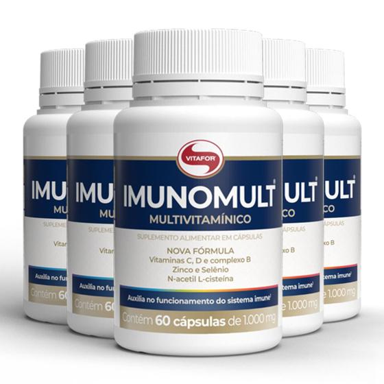 Imagem de Kit 5 Imunomult Multivitamínico Vitafor 60 Cápsulas