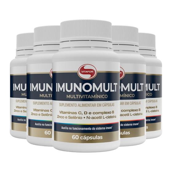 Imagem de Kit 5 Imunomult Multivitamínico Vitafor 60 Cápsulas