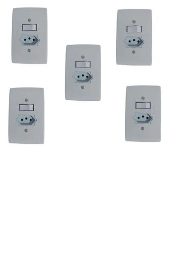 Imagem de Kit 5 Interruptor Paralelo Tecla Simples + 1 Tomada 2P+T 20A - Veltra
