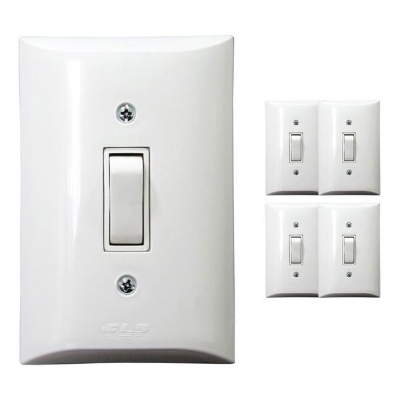 Imagem de Kit 5 Interruptor Simples 1 Tecla 10A Branco Com Placa Espelho Bivolt 127v e 250v
