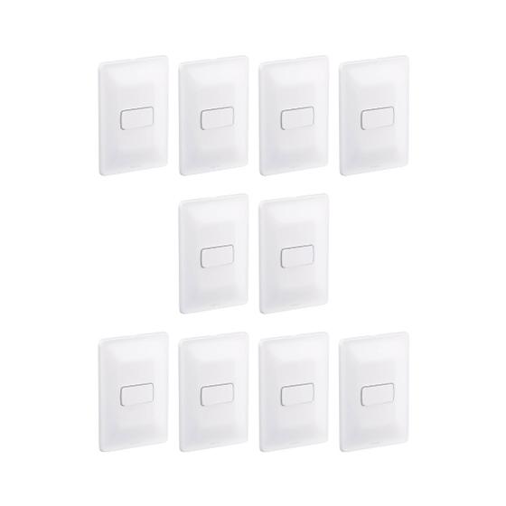 Imagem de Kit 5 Interruptores Pial Zeffia 4x2 Com 1 Tecla Simples Com Suporte Placa
